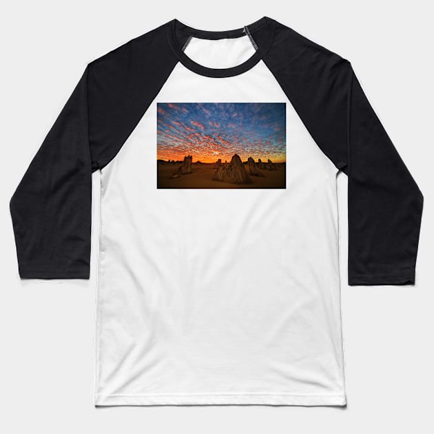 Pinnacles sunrise Baseball T-Shirt by dags